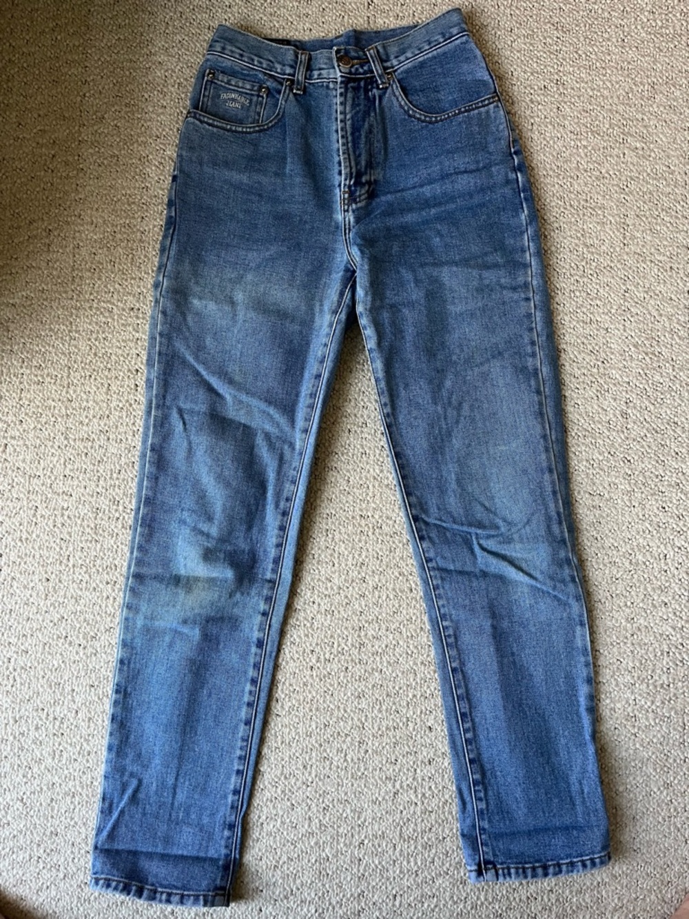 Faconnable Medium Blue High-Rise Straight Jeans size 4
